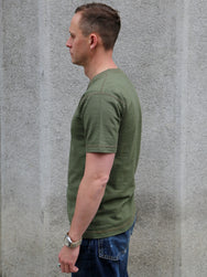 Buzz Ricksons Slub Yarn Henley Neck T-Shirt – Olive (BR79192)