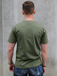 Buzz Ricksons Slub Yarn Henley Neck T-Shirt – Olive (BR79192)