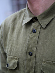 Indigofera Delray Linen Canvas Shirt – Military Olive (6450-527-65)