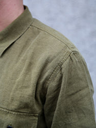 Indigofera Delray Linen Canvas Shirt – Military Olive (6450-527-65)