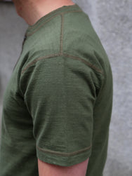 Buzz Ricksons Slub Yarn Henley Neck T-Shirt – Olive (BR79192)