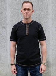 Buzz Ricksons Slub Yarn Henley Neck T-Shirt – Black (BR79192)