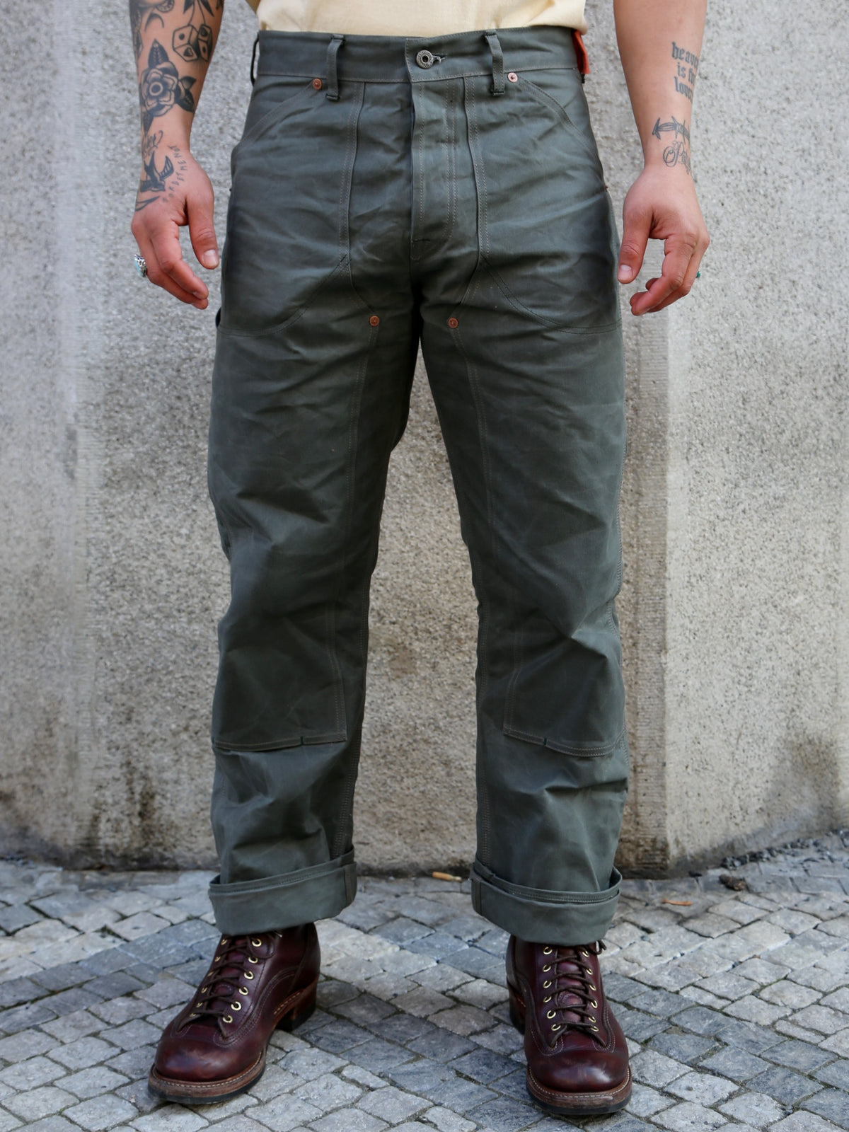 Indigofera Wendell Pants Coated Canvas – Greygreen (79-320-70)