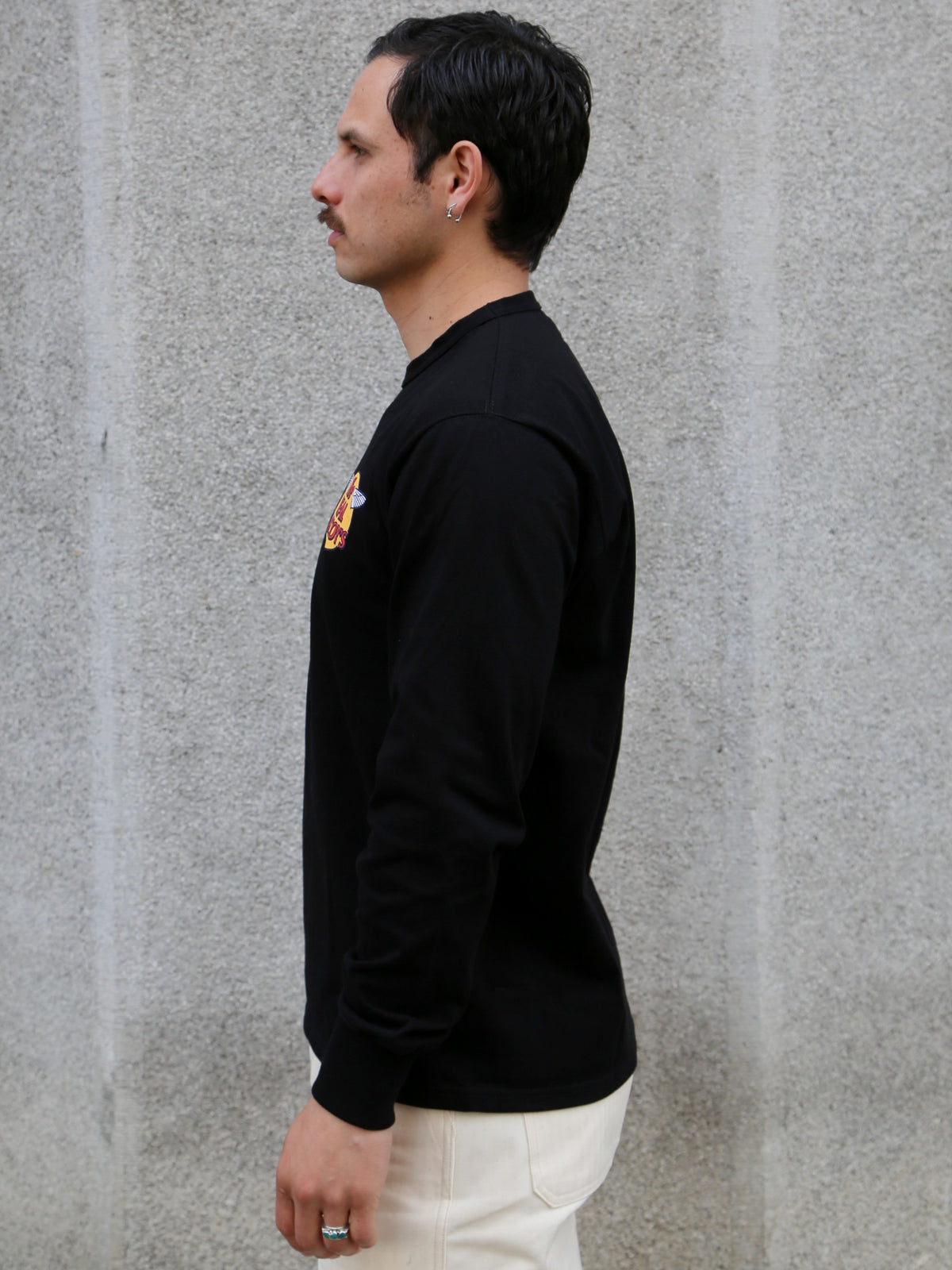 The Real McCoy's Logo Tee L/S – Black (MC24003-030)