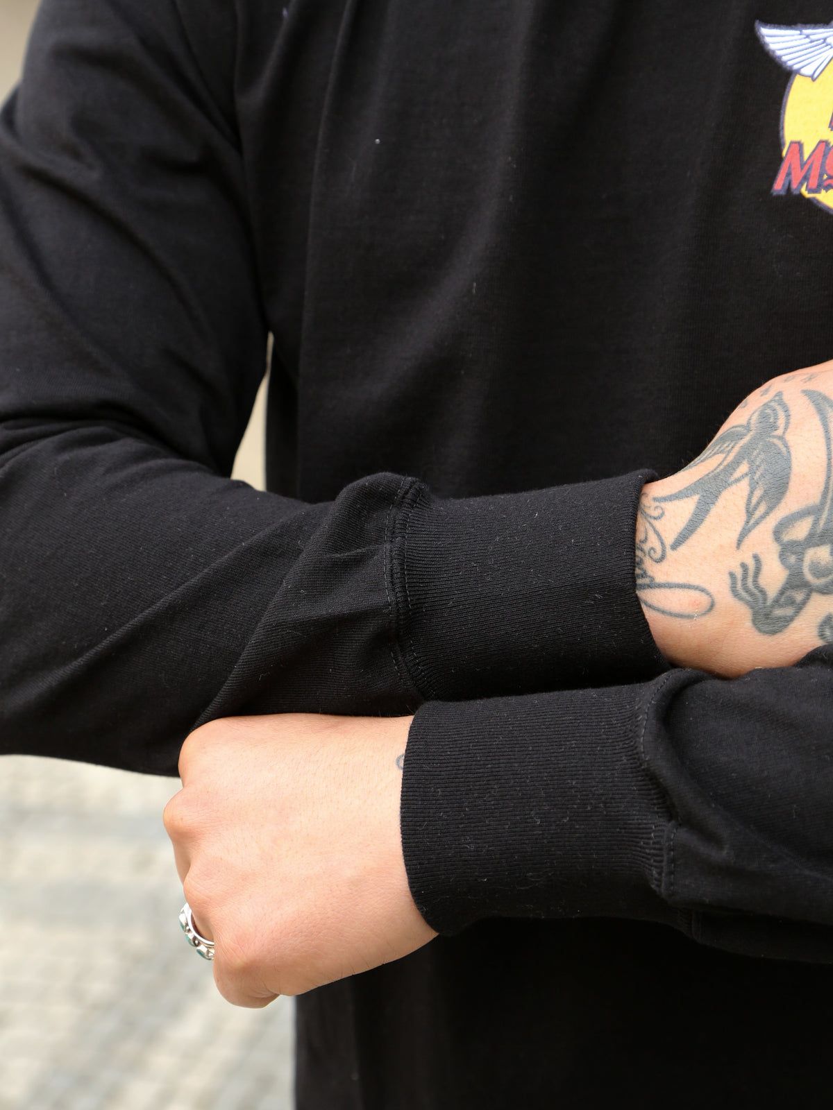 The Real McCoy's Logo Tee L/S – Black (MC24003-030)