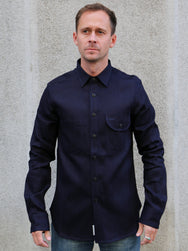Blue Blanket Italian Herringbone Straight Cut Shirt – Indigo (S05 IT32)