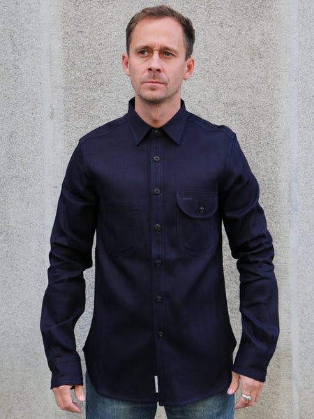 Blue Blanket Italian Herringbone Straight Cut Shirt – Indigo (S05 IT32)