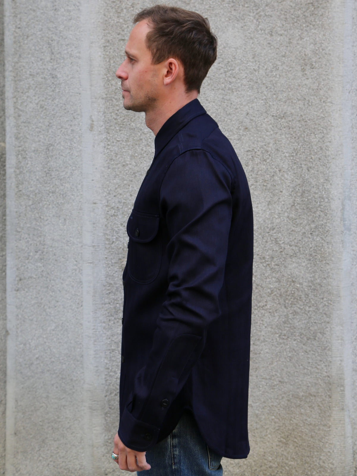 Blue Blanket Italian Herringbone Straight Cut Shirt – Indigo (S05 IT32)