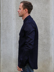 Blue Blanket Italian Herringbone Straight Cut Shirt – Indigo (S05 IT32)
