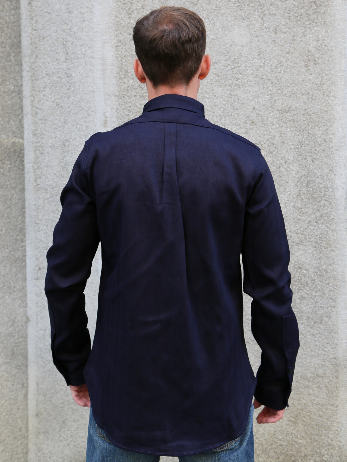 Blue Blanket Italian Herringbone Straight Cut Shirt – Indigo (S05 IT32)