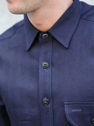 Blue Blanket Italian Herringbone Straight Cut Shirt – Indigo (S05 IT32)