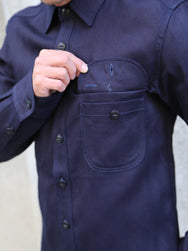 Blue Blanket Italian Herringbone Straight Cut Shirt – Indigo (S05 IT32)