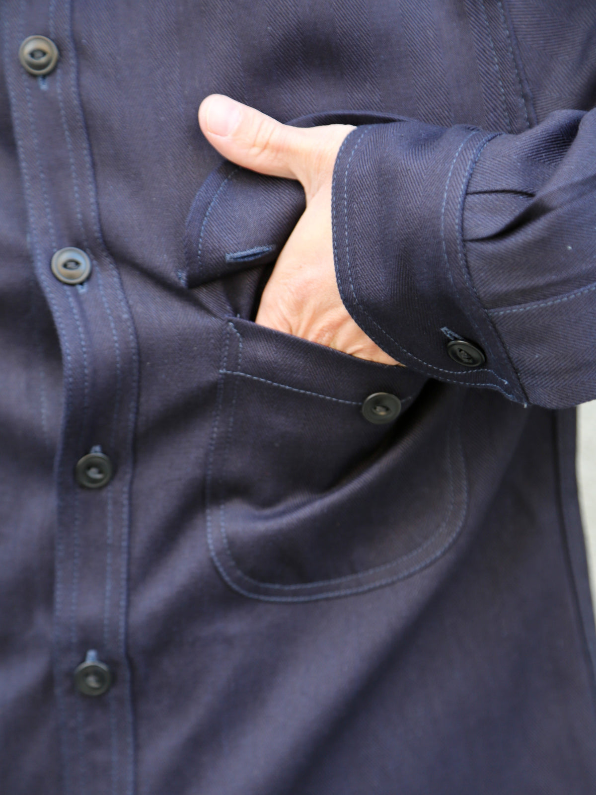 Blue Blanket Italian Herringbone Straight Cut Shirt – Indigo (S05 IT32)