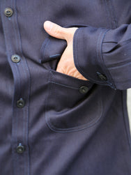 Blue Blanket Italian Herringbone Straight Cut Shirt – Indigo (S05 IT32)