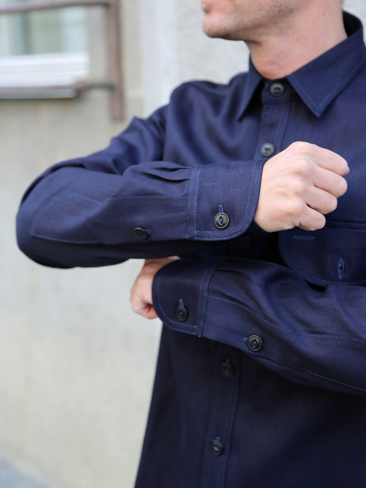 Blue Blanket Italian Herringbone Straight Cut Shirt – Indigo (S05 IT32)