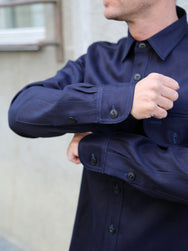 Blue Blanket Italian Herringbone Straight Cut Shirt – Indigo (S05 IT32)