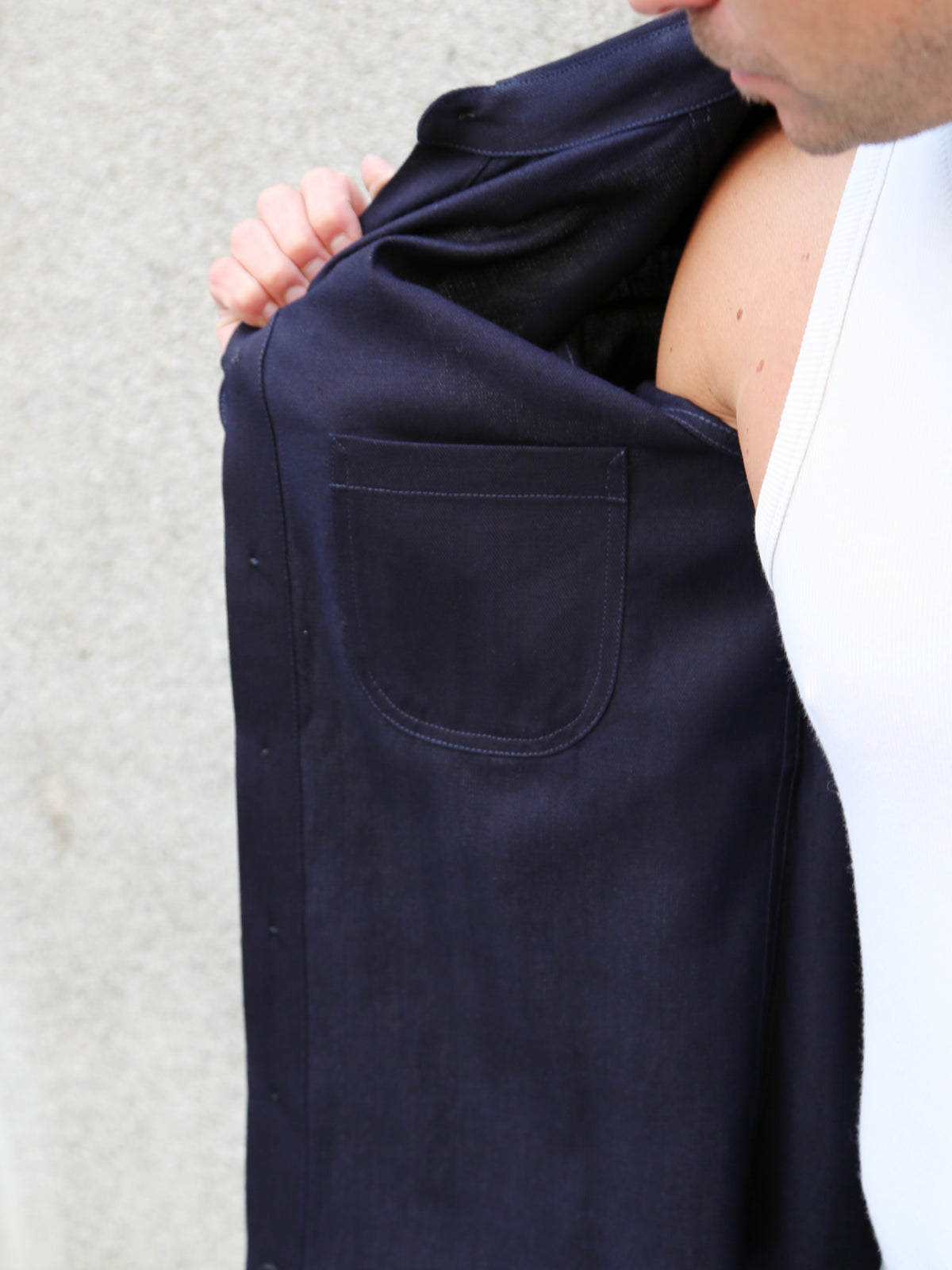 Blue Blanket Italian Herringbone Straight Cut Shirt – Indigo (S05 IT32)