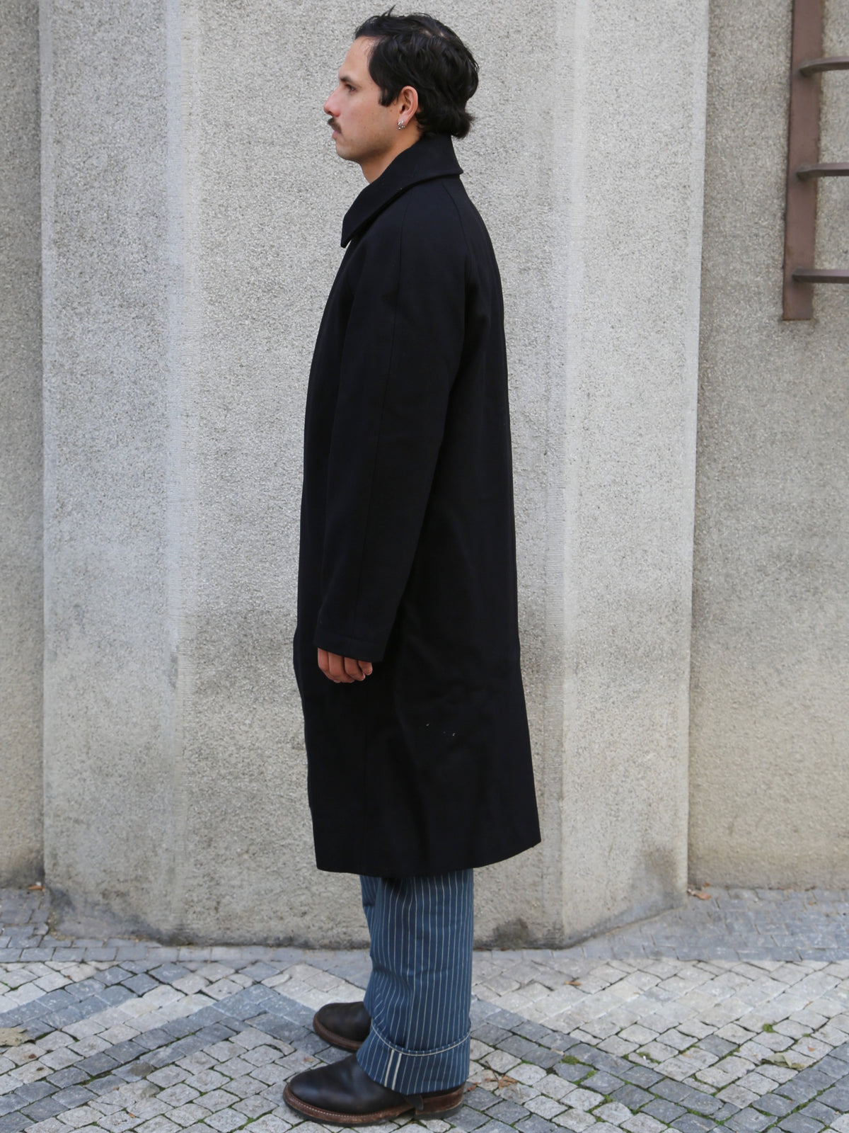 Hansen Garments Sigurd Long Lined Wool Coat – Solid Black (30-60-2)