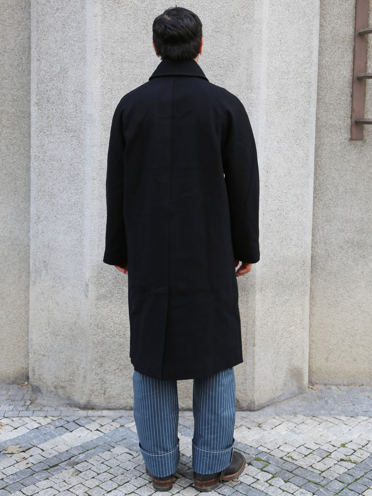 Hansen Garments Sigurd Long Lined Wool Coat – Solid Black (30-60-2)