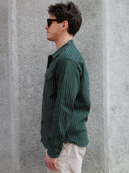 Sugar Cane Coke Stripe LS Workshirt – Green (SC28652-145)