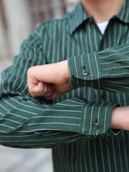 Sugar Cane Coke Stripe LS Workshirt – Green (SC28652-145)