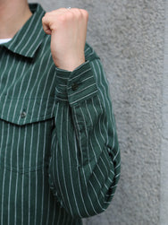 Sugar Cane Coke Stripe LS Workshirt – Green (SC28652-145)