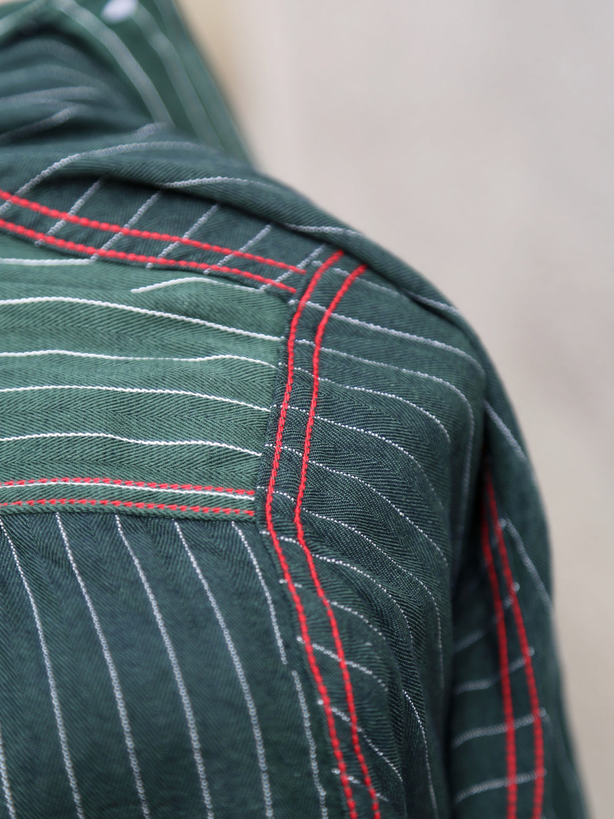 Sugar Cane Coke Stripe LS Workshirt – Green (SC28652-145)
