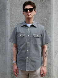 Sugar Cane Hickory Stripe SS Work Shirt – Black (SC37944-119)