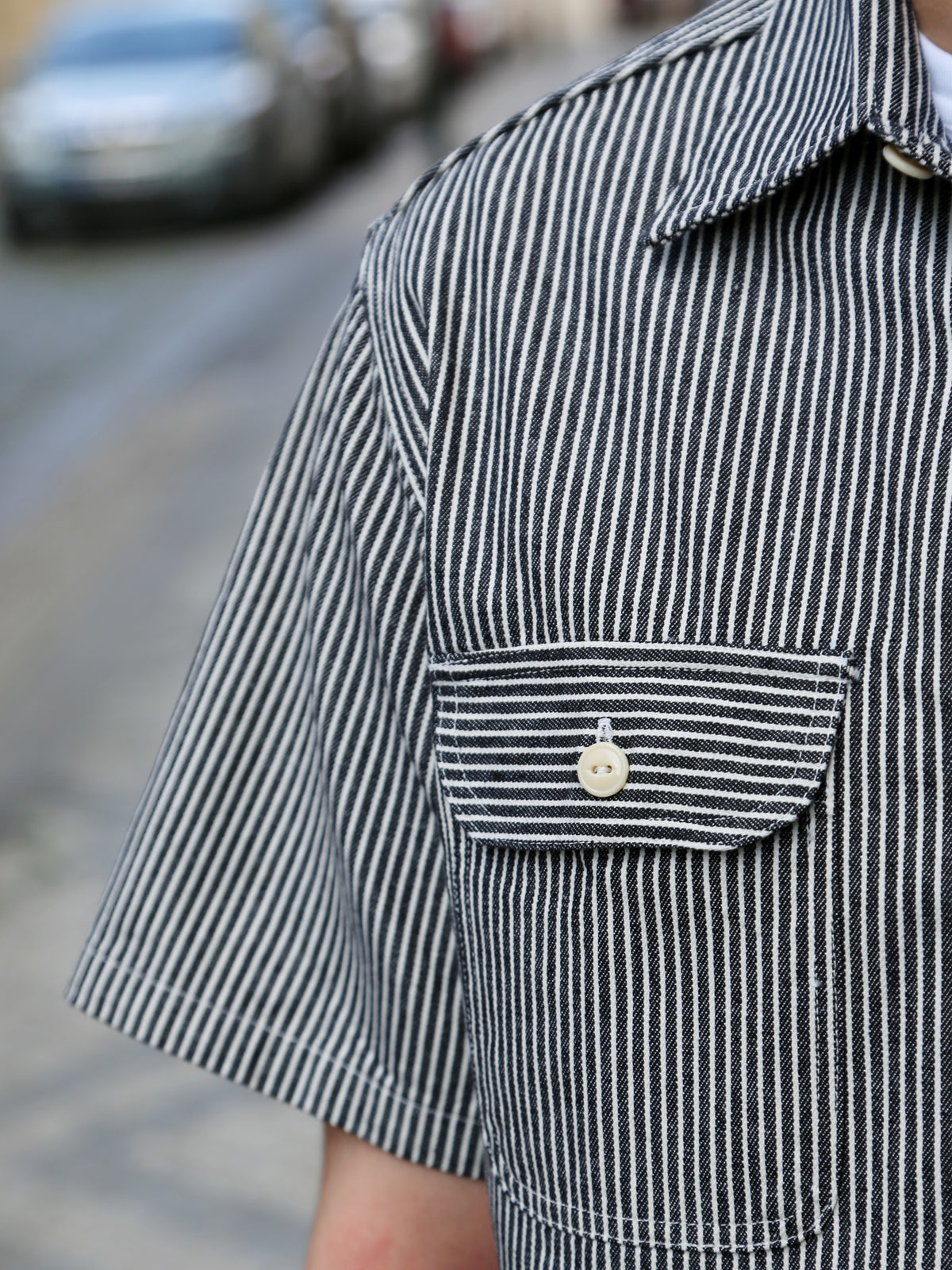 Sugar Cane Hickory Stripe SS Work Shirt – Black (SC37944-119)
