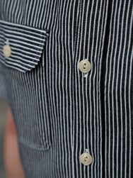 Sugar Cane Hickory Stripe SS Work Shirt – Black (SC37944-119)