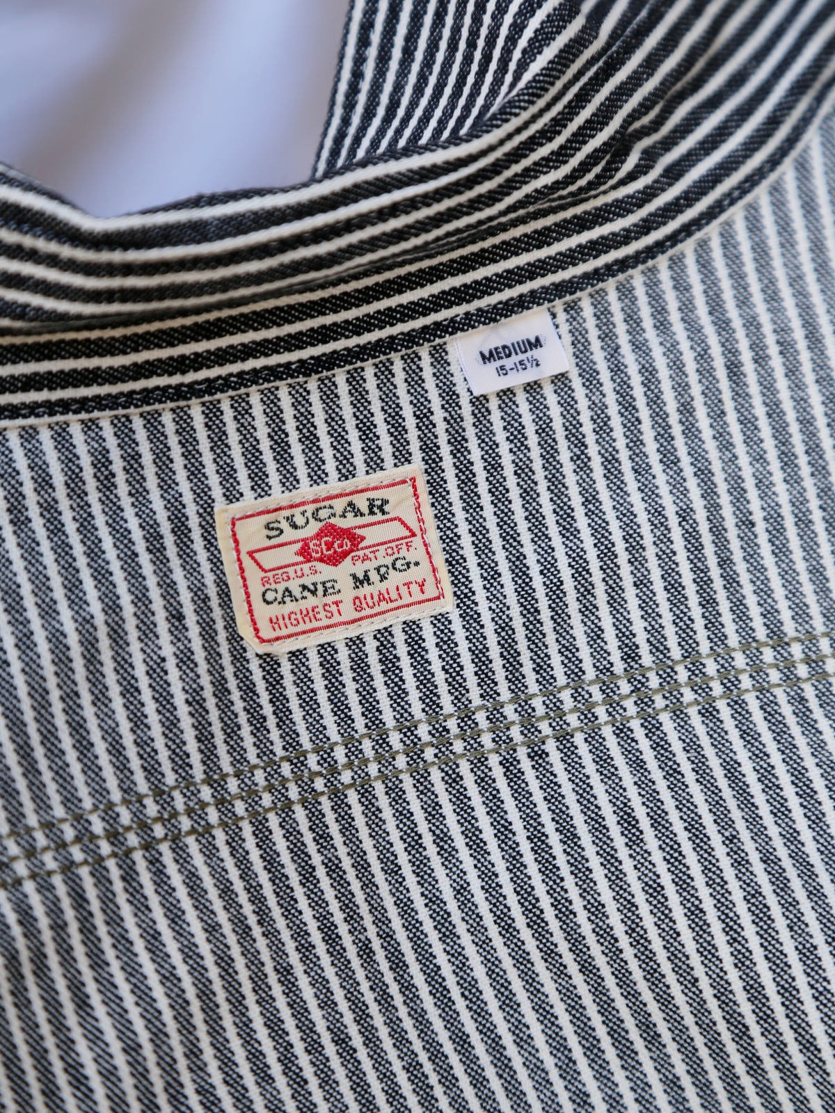 Sugar Cane Hickory Stripe SS Work Shirt – Black (SC37944-119)