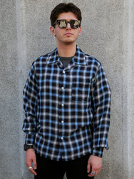 Sugar Cane Rayon Ombre Check Open Shirt – Blue (SC29683-125)