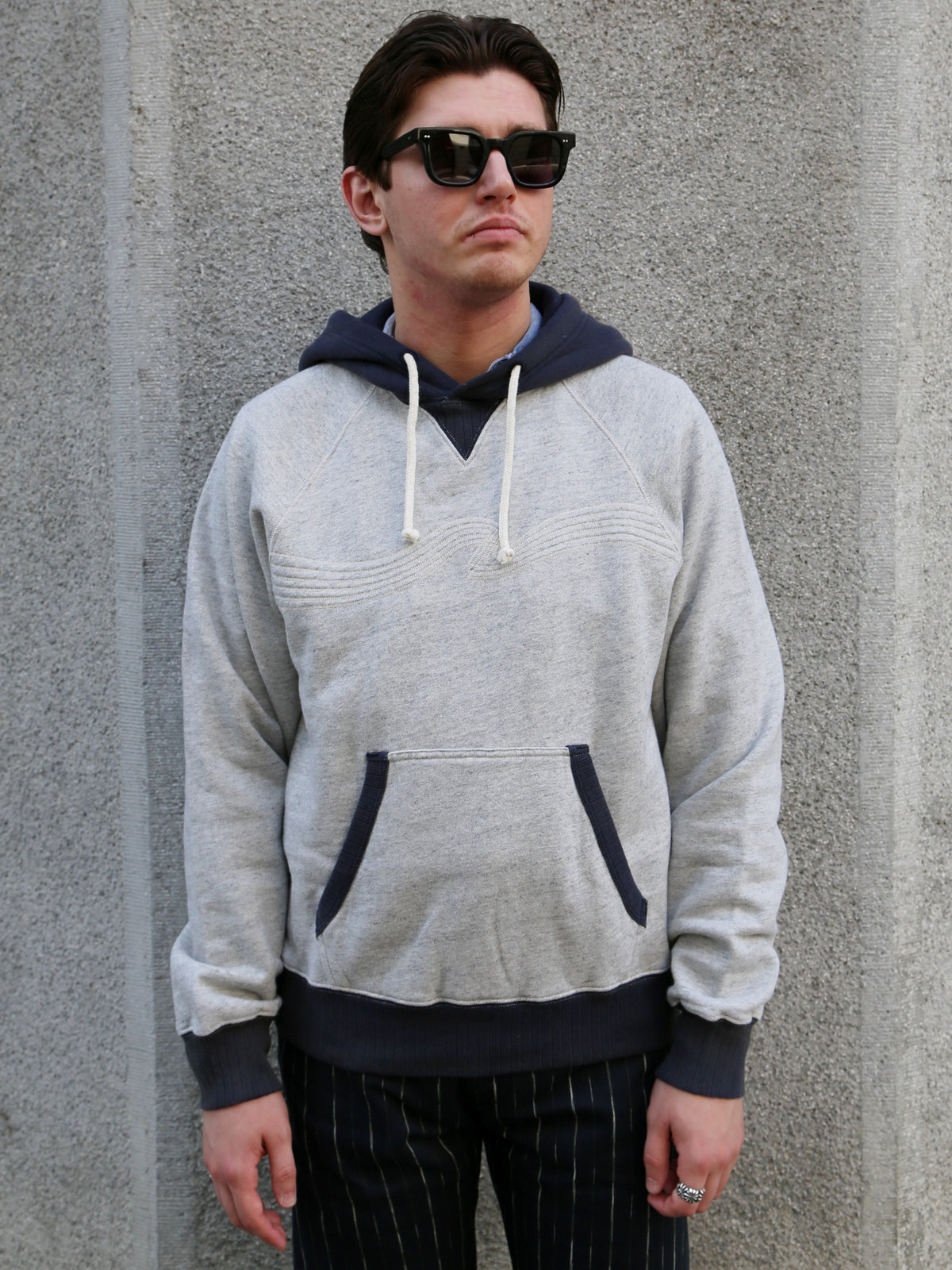 Nudie Jeans Gunde Hoodie Embo Wave – Grey Melange (150618)