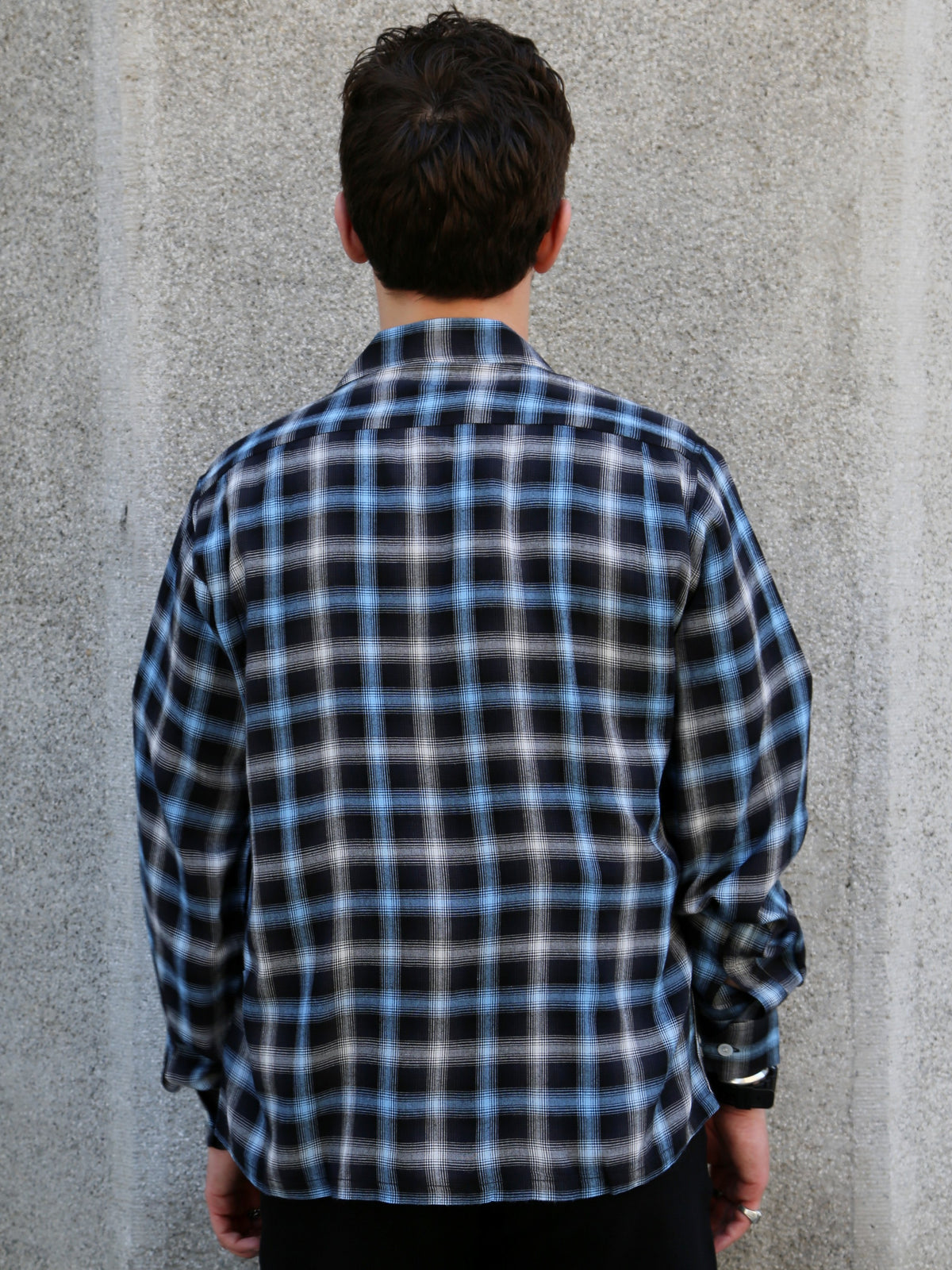 Sugar Cane Rayon Ombre Check Open Shirt – Blue (SC29683-125)