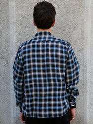 Sugar Cane Rayon Ombre Check Open Shirt – Blue (SC29683-125)
