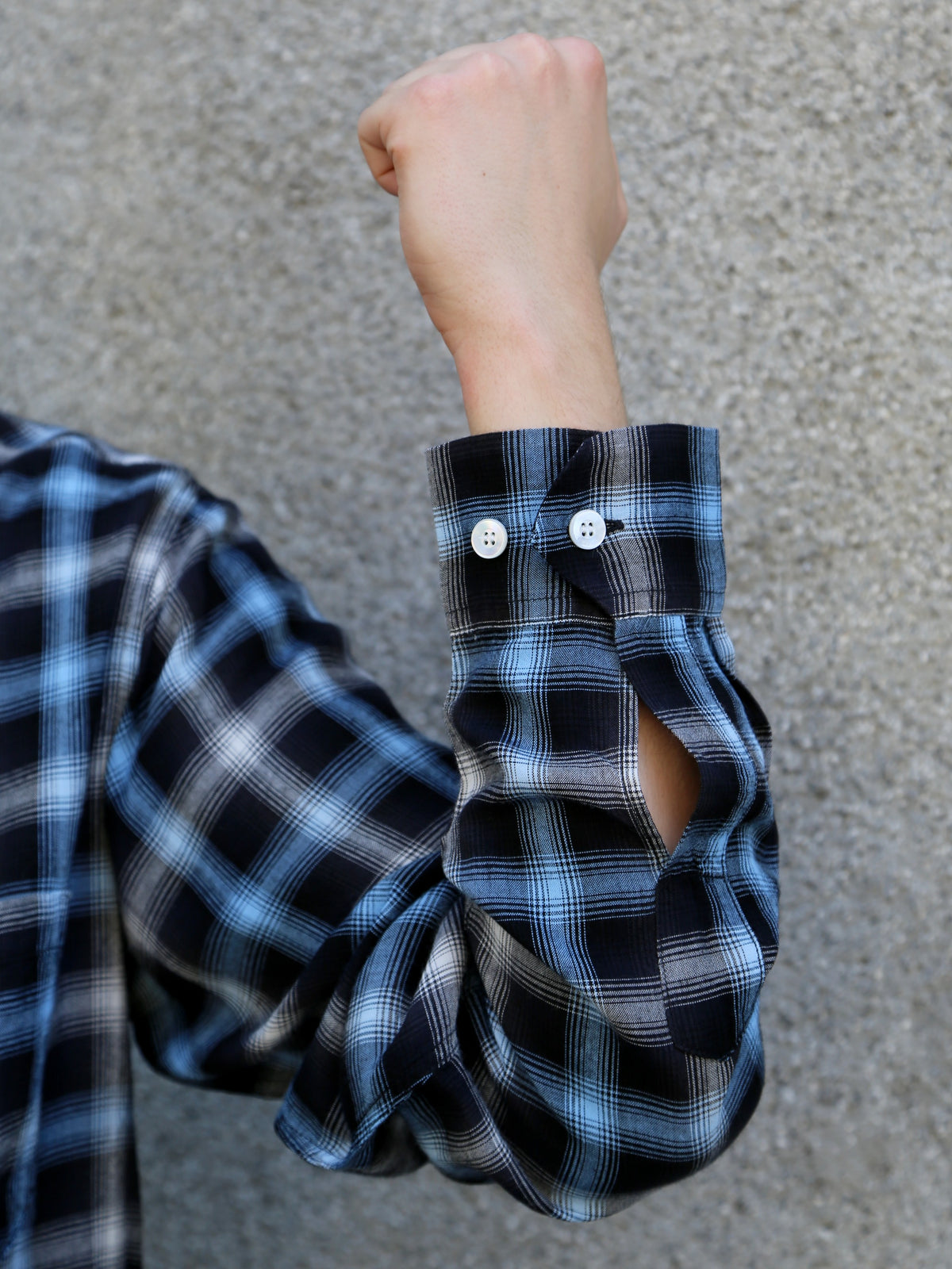 Sugar Cane Rayon Ombre Check Open Shirt – Blue (SC29683-125)
