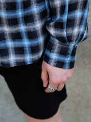 Sugar Cane Rayon Ombre Check Open Shirt – Blue (SC29683-125)