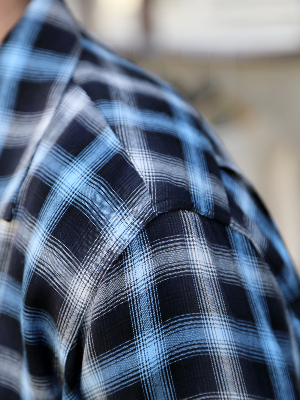 Sugar Cane Rayon Ombre Check Open Shirt – Blue (SC29683-125)