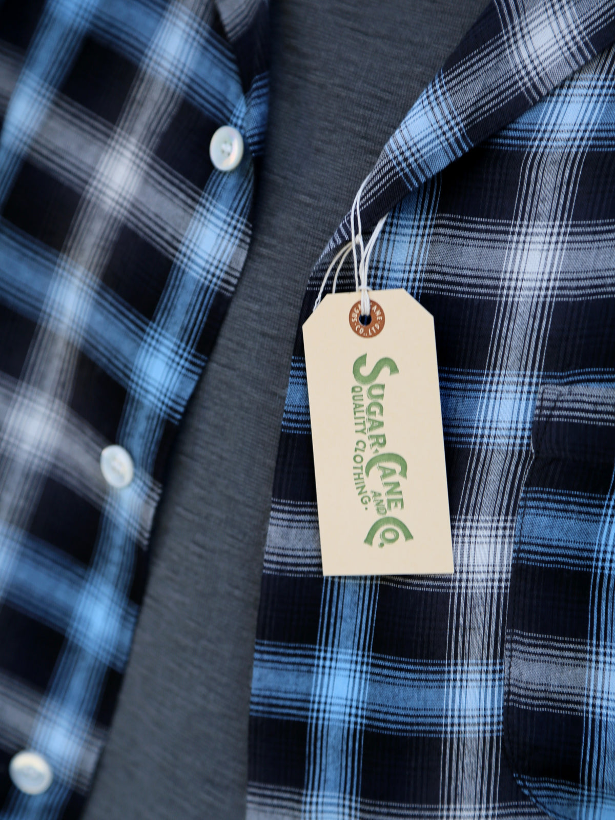 Sugar Cane Rayon Ombre Check Open Shirt – Blue (SC29683-125)