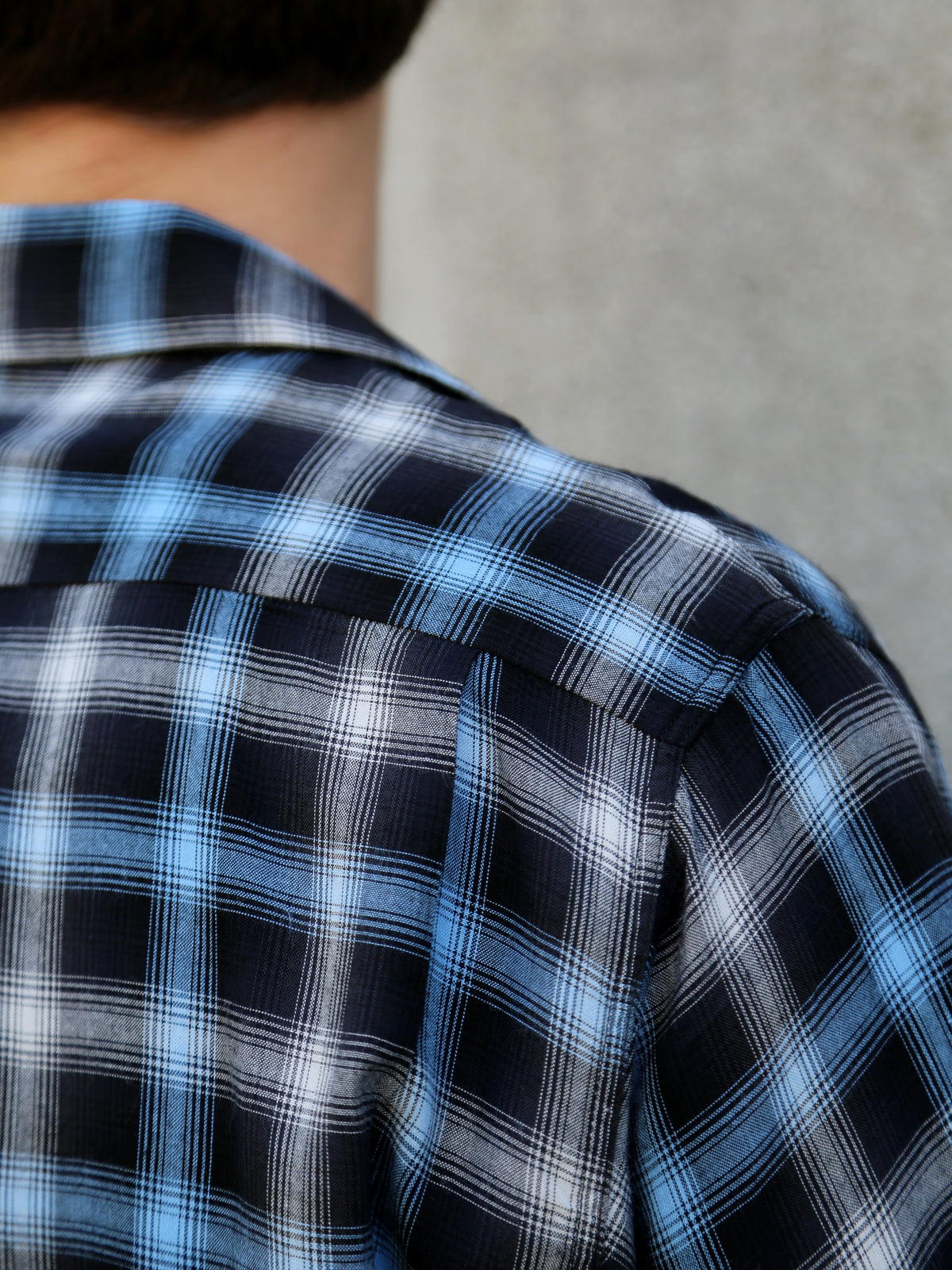 Sugar Cane Rayon Ombre Check Open Shirt – Blue (SC29683-125)