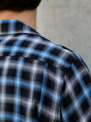 Sugar Cane Rayon Ombre Check Open Shirt – Blue (SC29683-125)