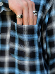 Sugar Cane Rayon Ombre Check Open Shirt – Blue (SC29683-125)