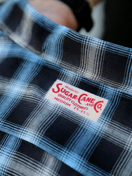 Sugar Cane Rayon Ombre Check Open Shirt – Blue (SC29683-125)