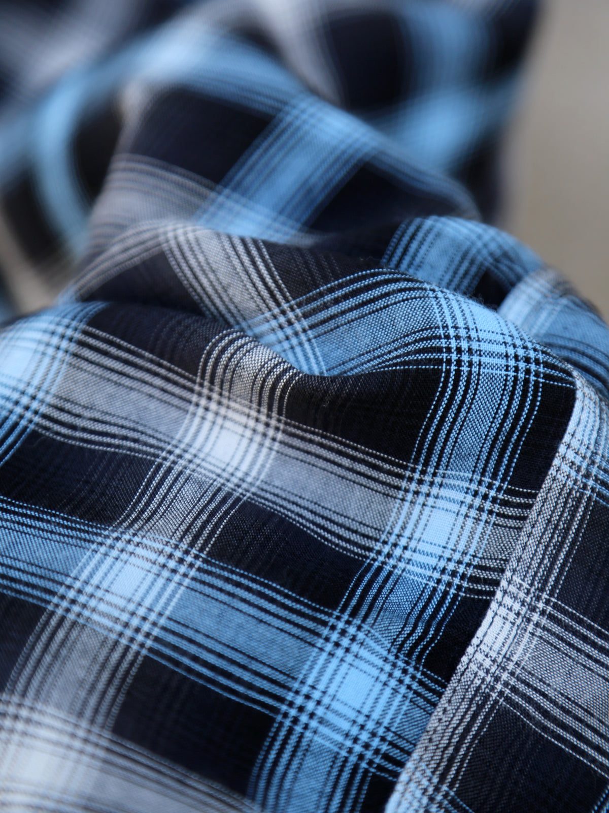 Sugar Cane Rayon Ombre Check Open Shirt – Blue (SC29683-125)
