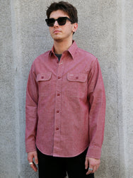 Sugar Cane Chambray Work Shirt – Red (SC29682-461)