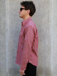 Sugar Cane Chambray Work Shirt – Red (SC29682-461)