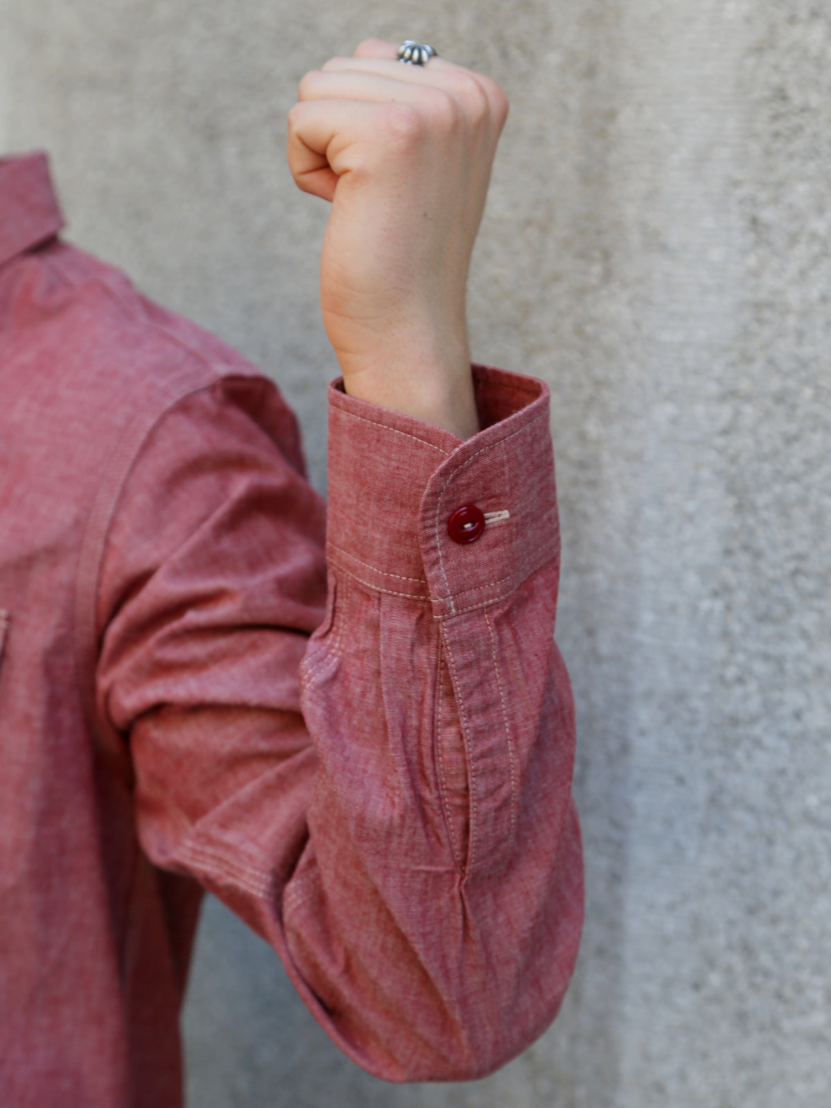 Sugar Cane Chambray Work Shirt – Red (SC29682-461)