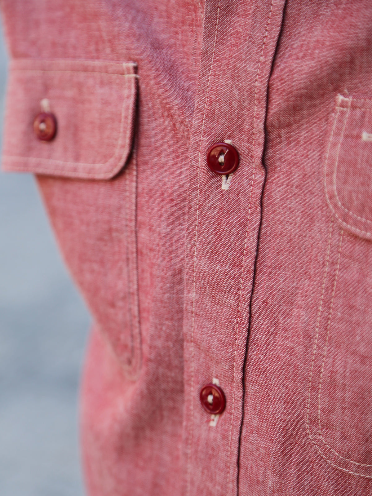 Sugar Cane Chambray Work Shirt – Red (SC29682-461)