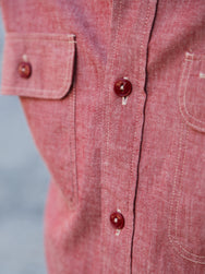 Sugar Cane Chambray Work Shirt – Red (SC29682-461)