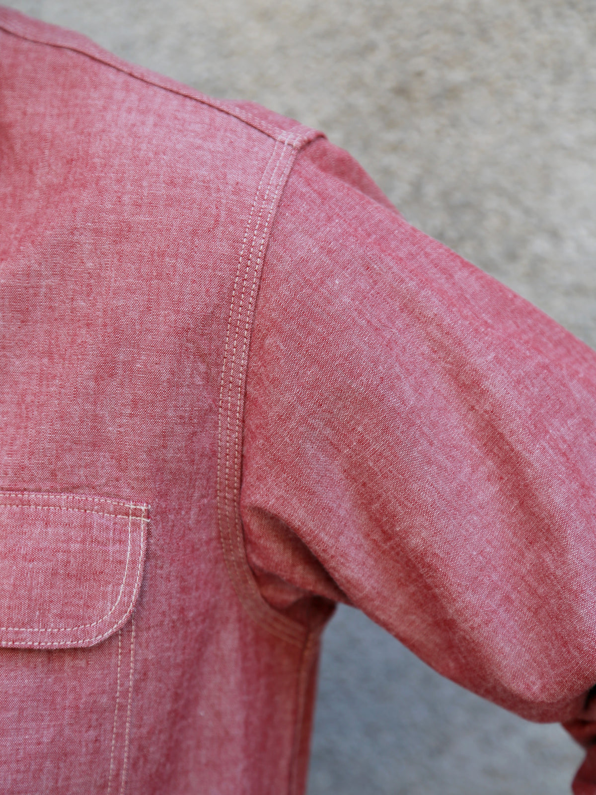 Sugar Cane Chambray Work Shirt – Red (SC29682-461)